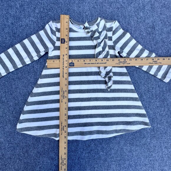 Mayoral Gray Stripe 3D Bow Dress Girls Size 4 Long Sleeve - Picture 5 of 9